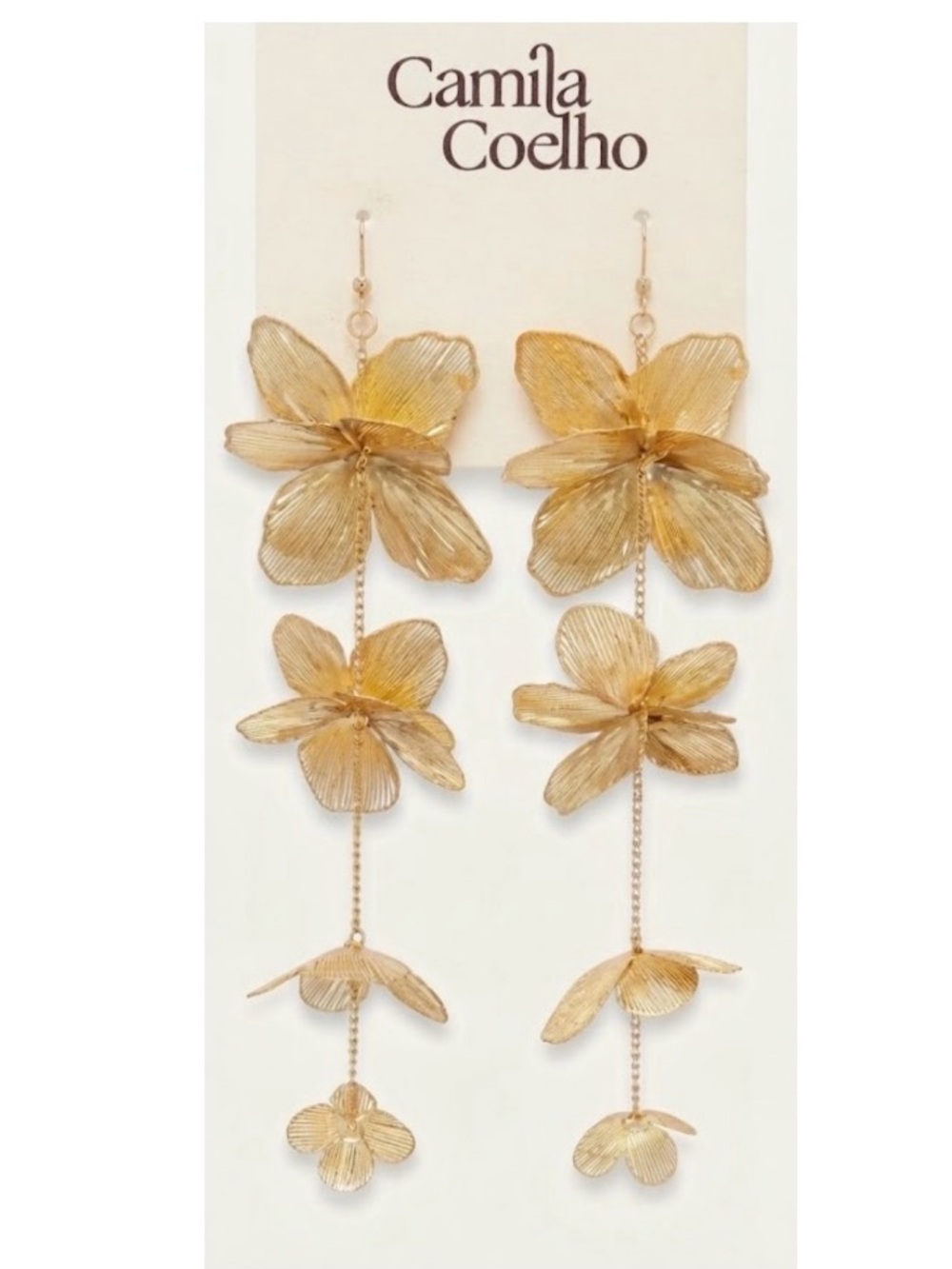 NWT ⚜️🌼⚜️ Camila Coelho Gorgeous Golden Tone Floral Drop Earrings
